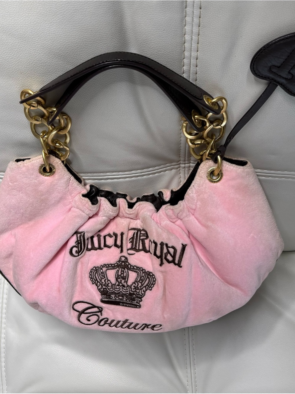 Juicy Couture Pink 'Juicy Royal' Embroidered Shoulder Bag with Gold Hardware - Picture 2 of 16